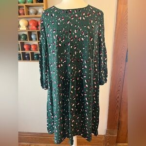 Boden Pink/Green Print Pleated Tunic